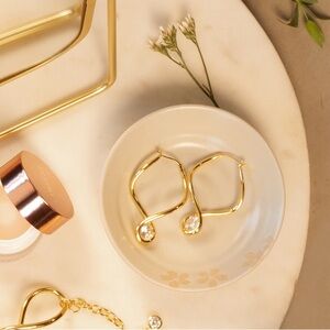 NEW Jackie Mack Designs Lumi Twist Gold tone & CZ Hoop Earrings